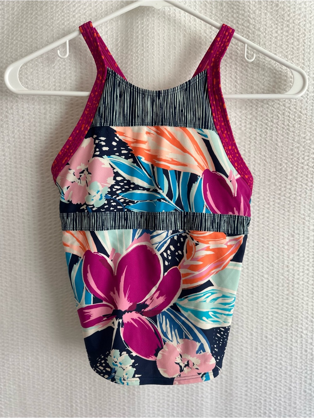 Athleta Girl Paradise Splash Floral Tankini Swim Top Padded Girls Size 12 Pool